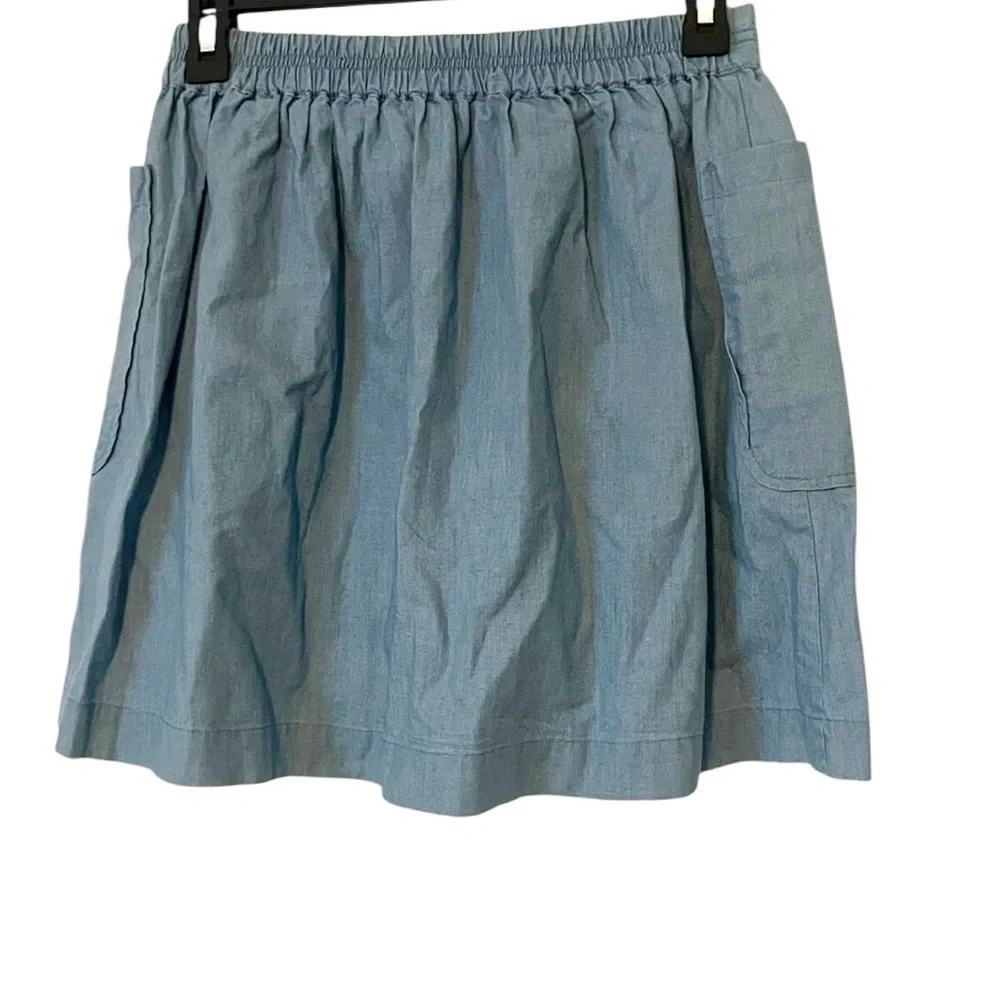 Crewcuts‎ J. Crew Blue Chambray Cotton Elastic Waist Mini Skirt Girls 14
